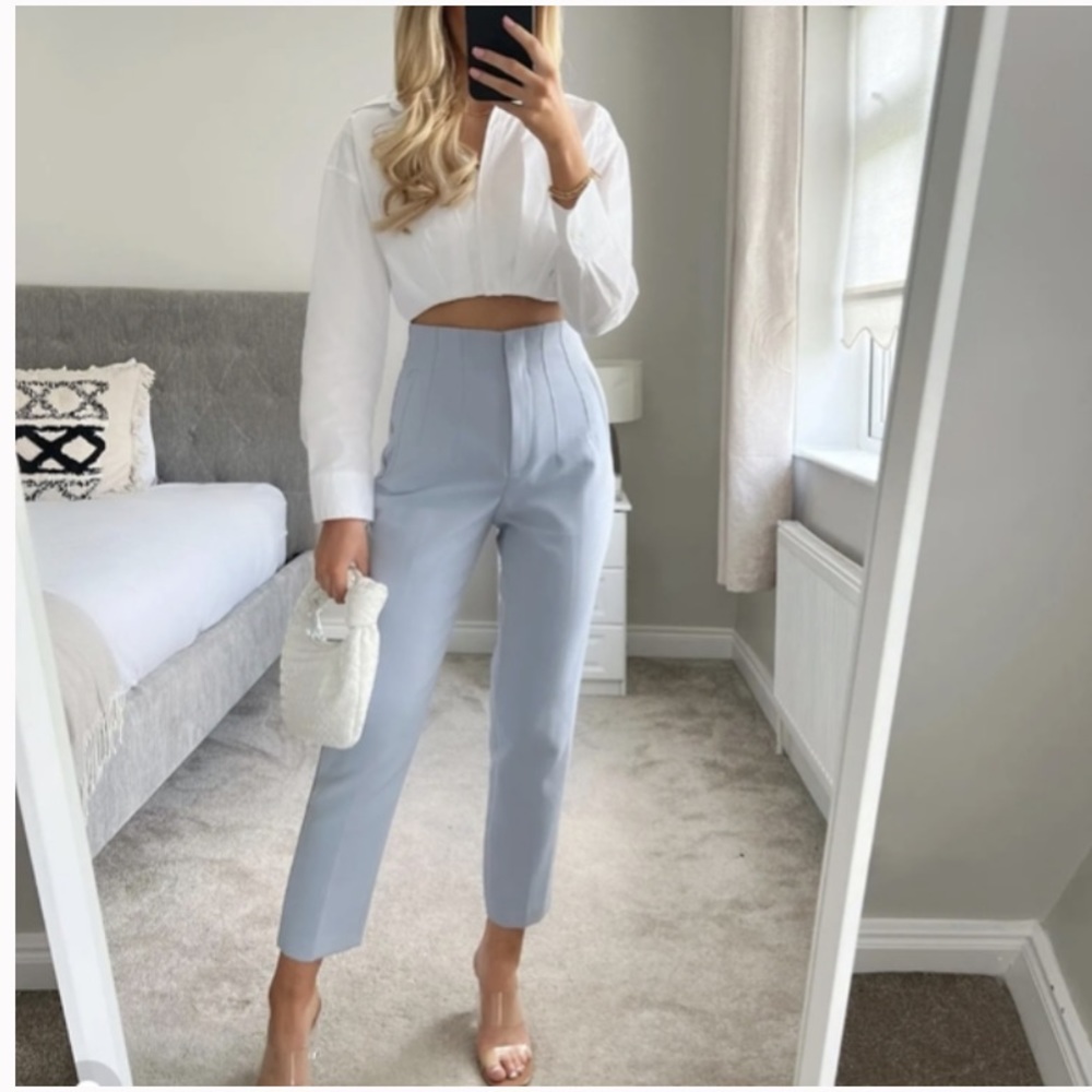 Zara Light Blue Ankle Pants